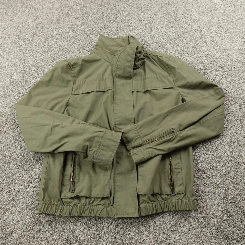Banana Republic Jacket Womens S Green Military Full Zip Casual Field Coat Safari